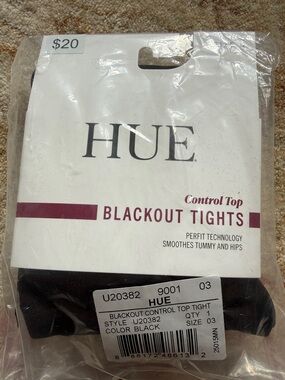 HUE control top blackout tights NWT